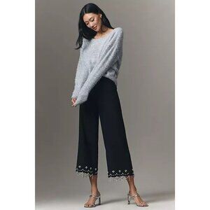 Anthropologie Crystal Embellishments Crop Pants Women's Size 4 US / 8 UK Black